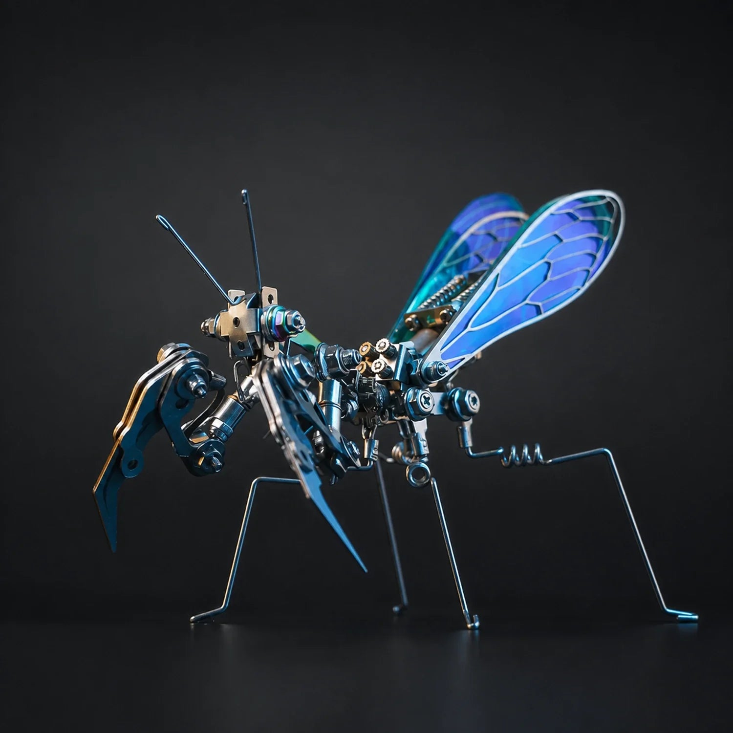 BysageCraft Mechanical Mantis Metal Model Kit for Iridescent Wing Insect Display 1
