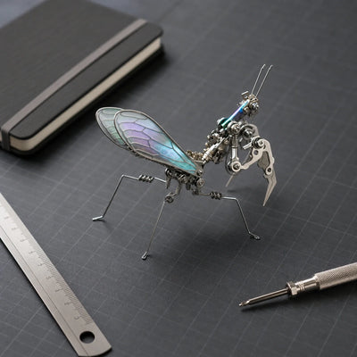 BysageCraft Mechanical Mantis Metal Model Kit for Iridescent Wing Insect Display 10