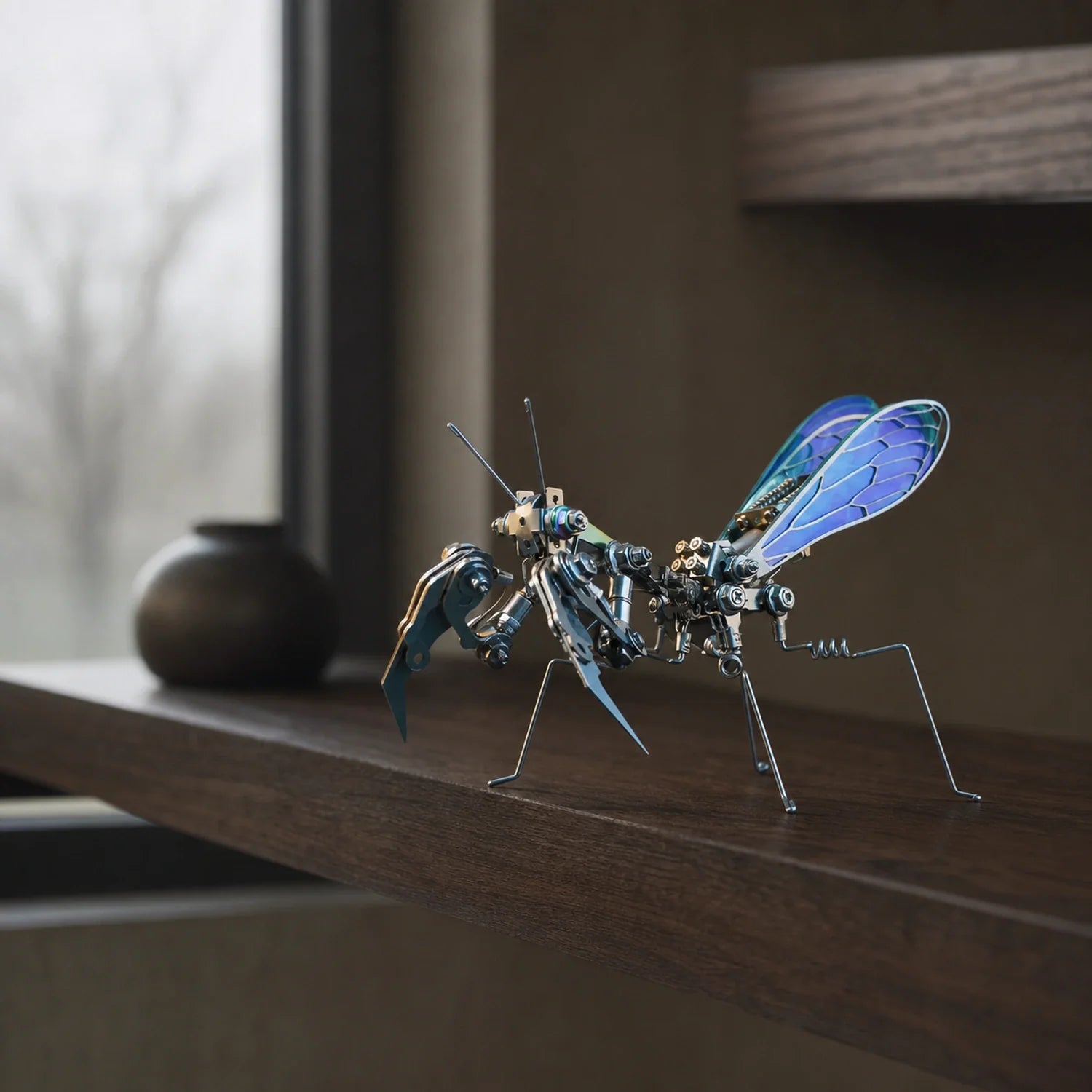 BysageCraft Mechanical Mantis Metal Model Kit for Iridescent Wing Insect Display 11