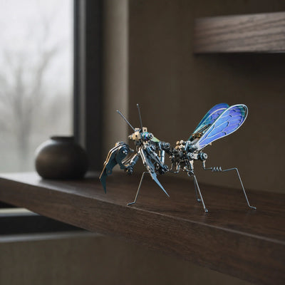 BysageCraft Mechanical Mantis Metal Model Kit for Iridescent Wing Insect Display 11