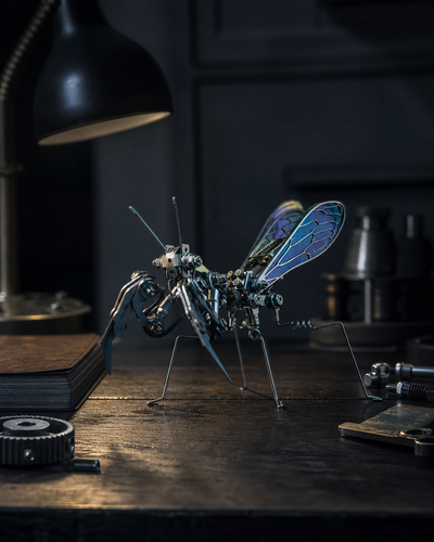 BysageCraft Mechanical Mantis Metal Model Kit for Iridescent Wing Insect Display 12