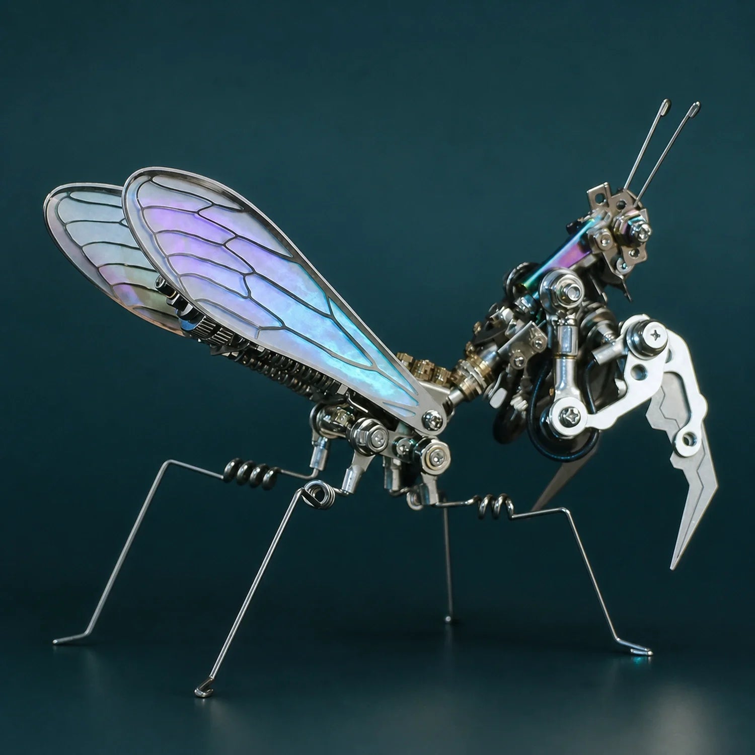 BysageCraft Mechanical Mantis Metal Model Kit for Iridescent Wing Insect Display 2