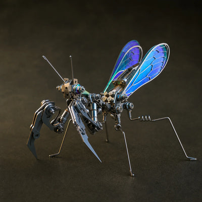 BysageCraft Mechanical Mantis Metal Model Kit for Iridescent Wing Insect Display 4