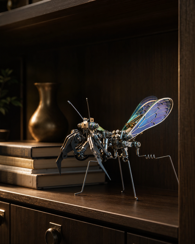 BysageCraft Mechanical Mantis Metal Model Kit for Iridescent Wing Insect Display 5
