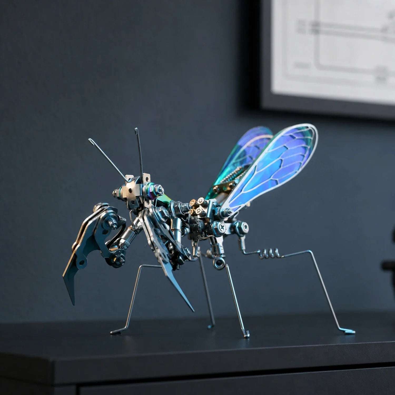 BysageCraft Mechanical Mantis Metal Model Kit for Iridescent Wing Insect Display 9