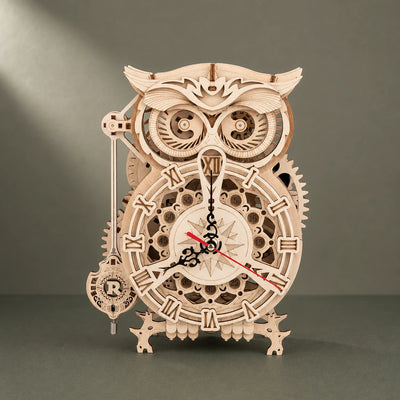 BysageCraft Owl Clock 3D Wooden Puzzle Model Kit 1
