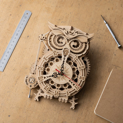 BysageCraft Owl Clock 3D Wooden Puzzle Model Kit 11
