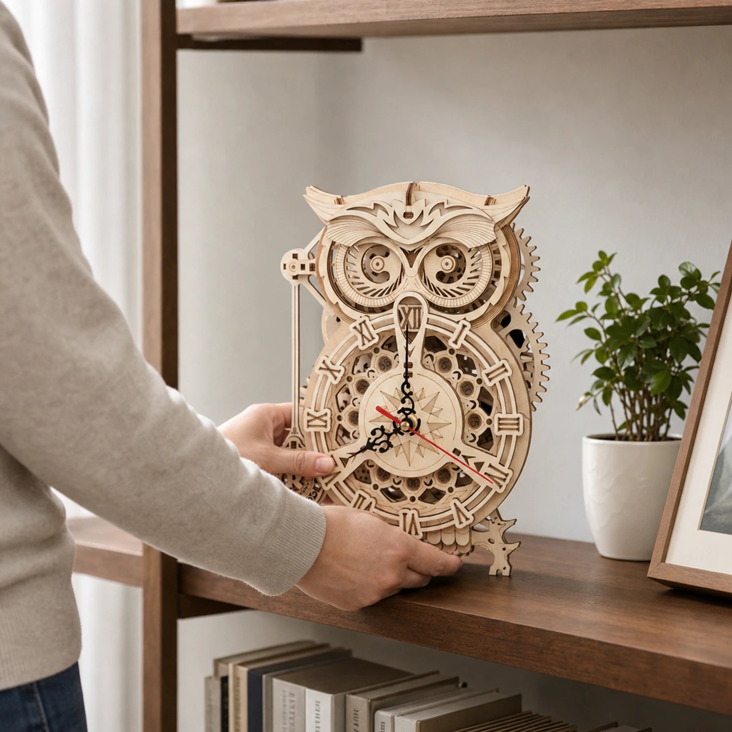 BysageCraft Owl Clock 3D Wooden Puzzle Model Kit 12