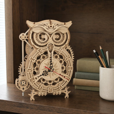 BysageCraft Owl Clock 3D Wooden Puzzle Model Kit 13