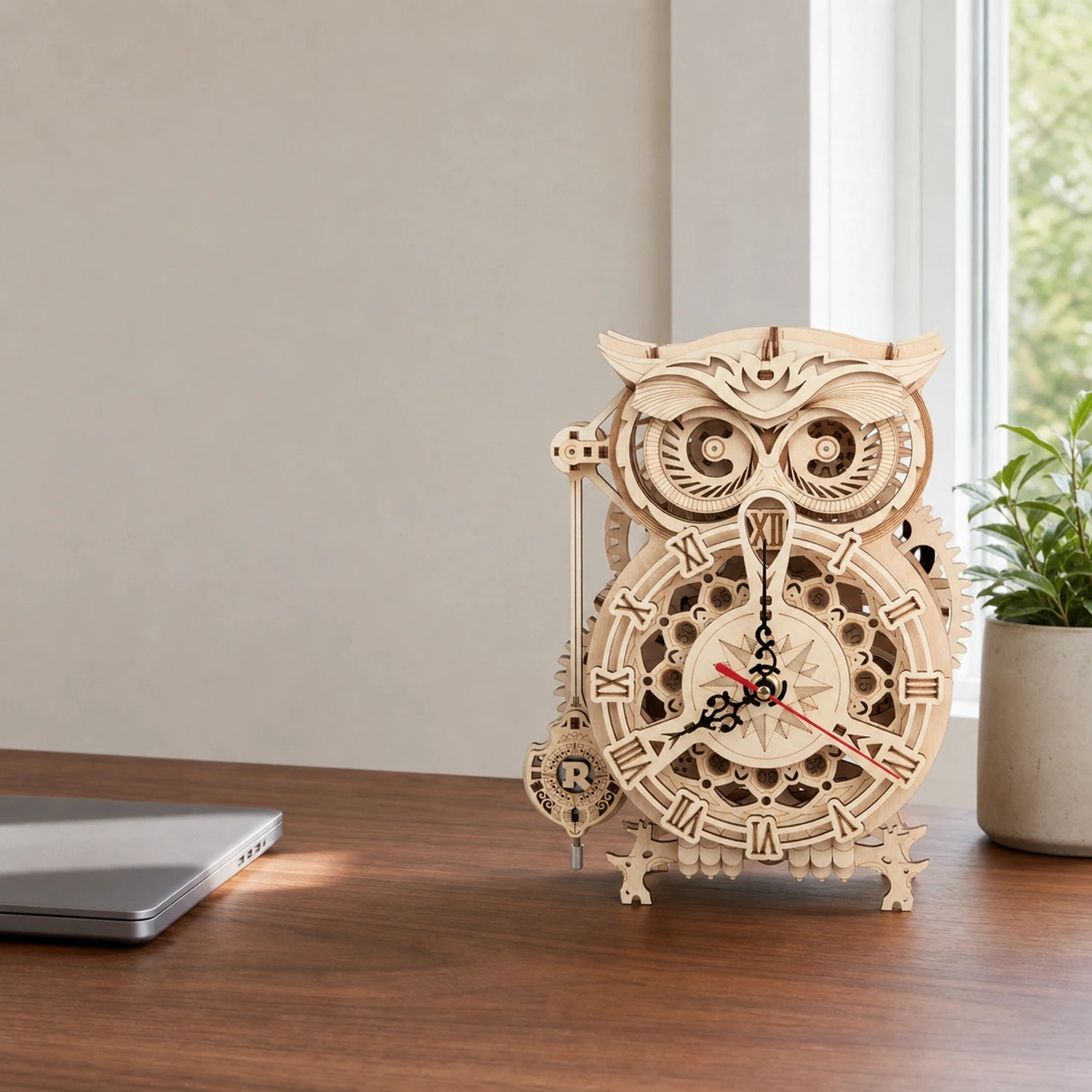 BysageCraft Owl Clock 3D Wooden Puzzle Model Kit 3