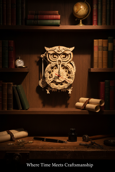 BysageCraft Owl Clock 3D Wooden Puzzle Model Kit 5