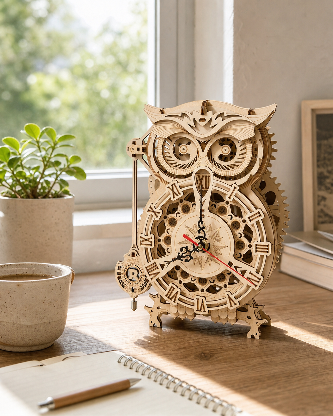BysageCraft Owl Clock 3D Wooden Puzzle Model Kit 7
