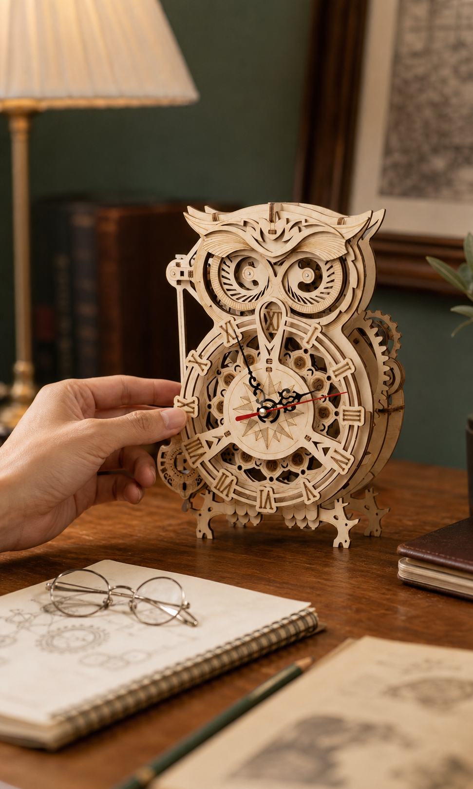 BysageCraft Owl Clock 3D Wooden Puzzle Model Kit 8