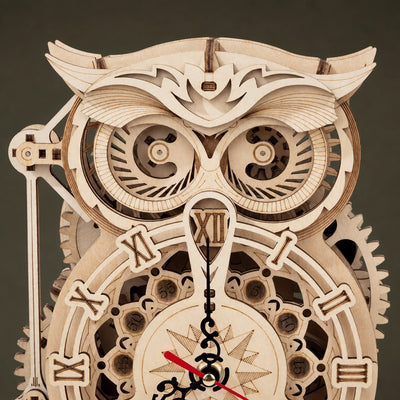 BysageCraft Owl Clock 3D Wooden Puzzle Model Kit 9