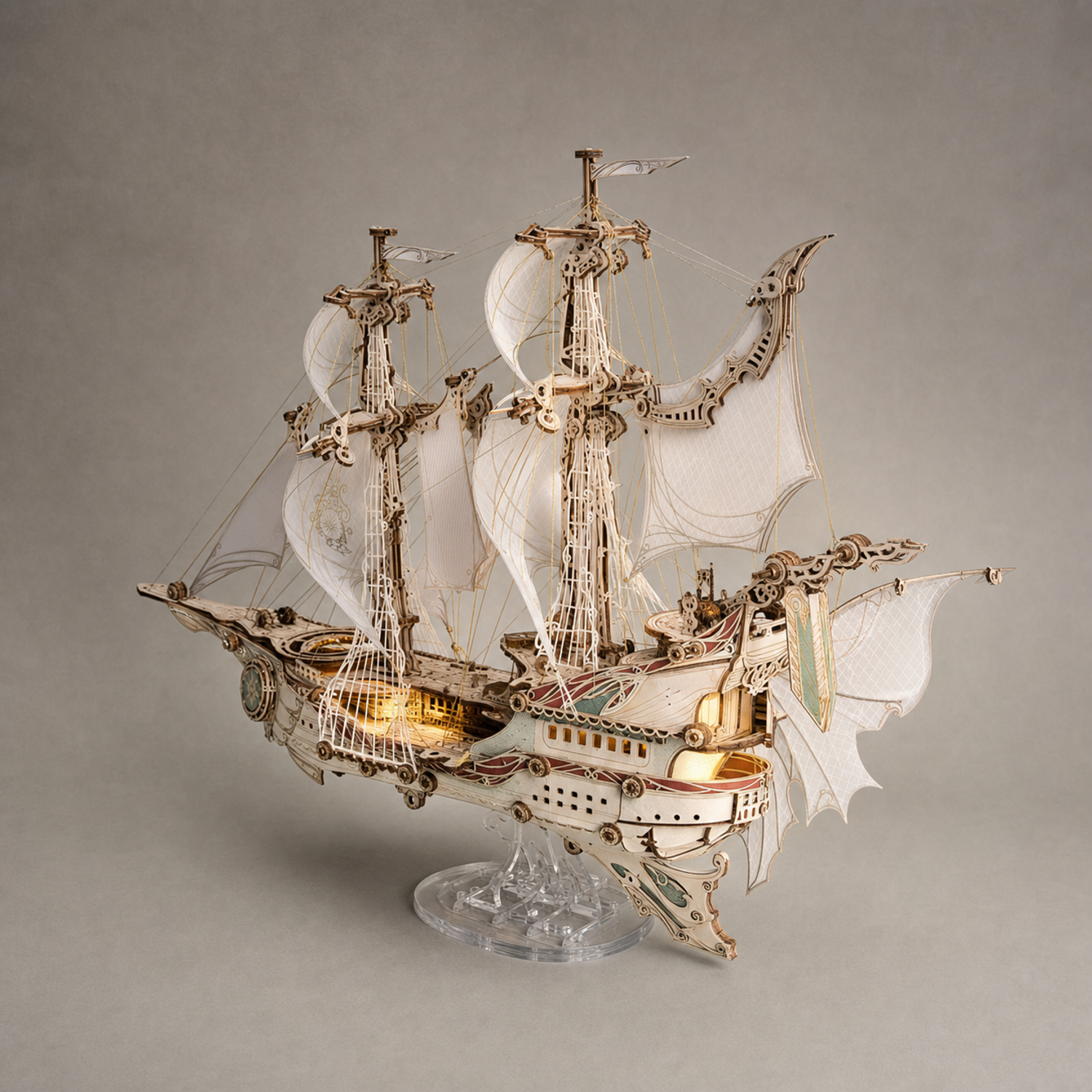 BysageCraft Sci-Fi Future Pirate Ship 3D Wooden Puzzle Kit 11