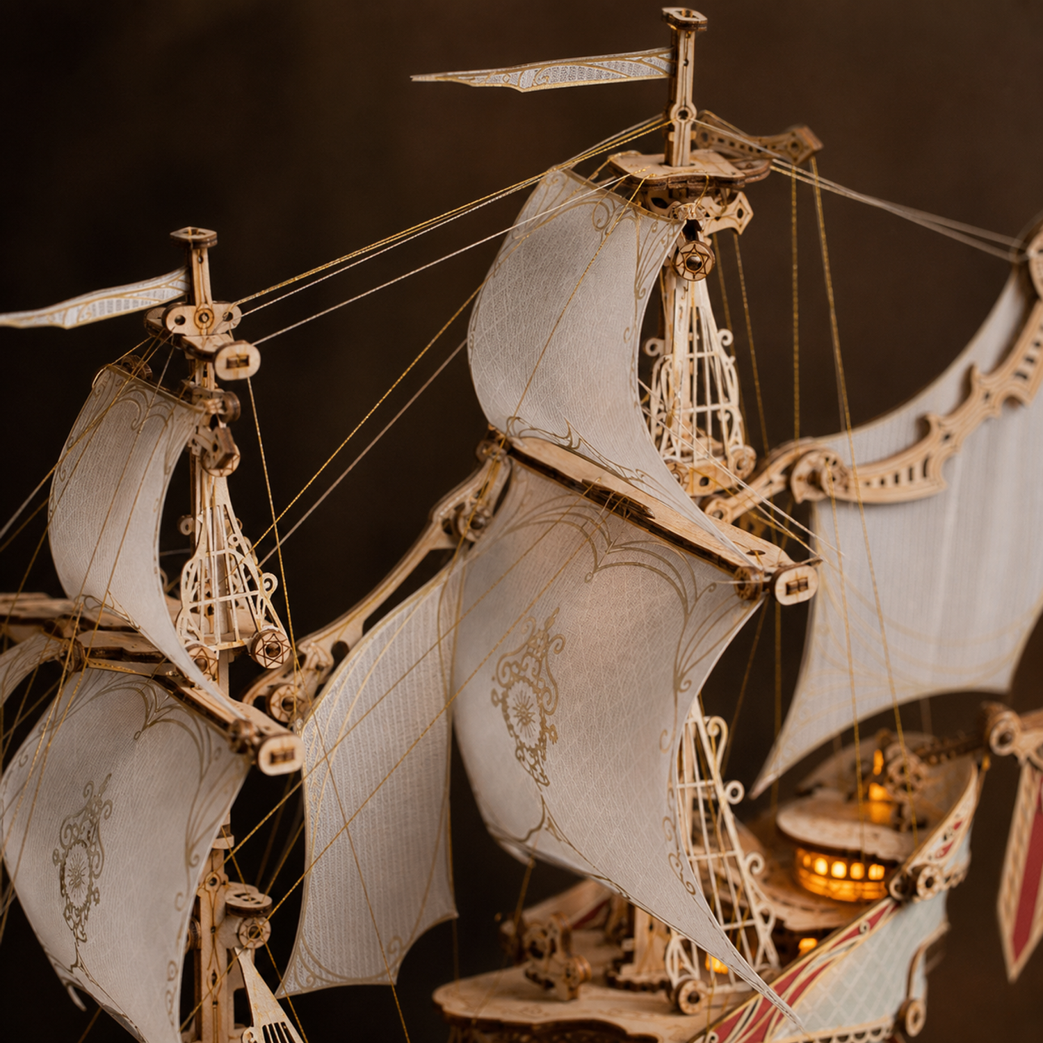 BysageCraft Sci-Fi Future Pirate Ship 3D Wooden Puzzle Kit 12