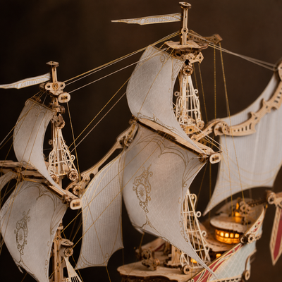 BysageCraft Sci-Fi Future Pirate Ship 3D Wooden Puzzle Kit 12