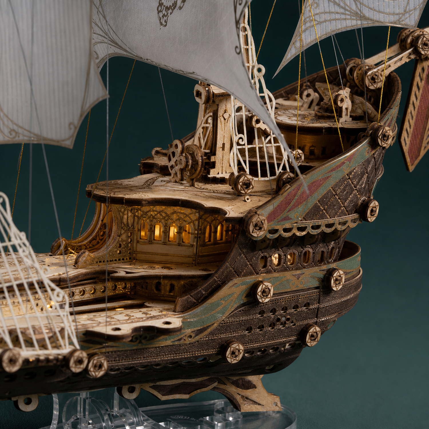 BysageCraft Sci-Fi Future Pirate Ship 3D Wooden Puzzle Kit 2