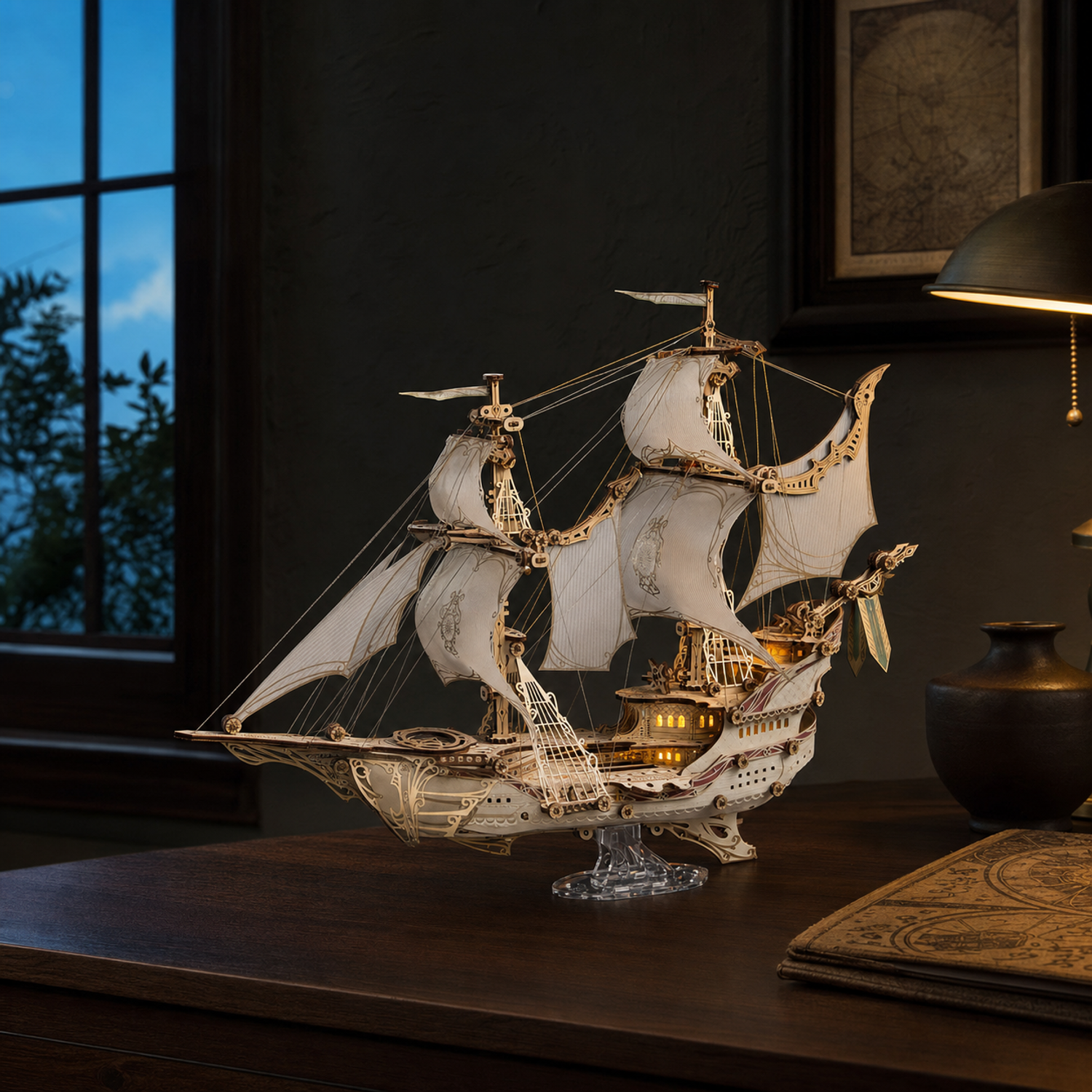 BysageCraft Sci-Fi Future Pirate Ship 3D Wooden Puzzle Kit 6