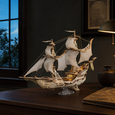 BysageCraft Sci-Fi Future Pirate Ship 3D Wooden Puzzle Kit 6