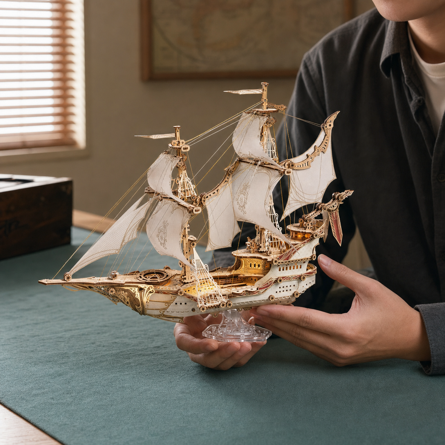 BysageCraft Sci-Fi Future Pirate Ship 3D Wooden Puzzle Kit 7