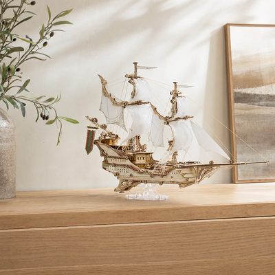 BysageCraft Sci-Fi Future Pirate Ship 3D Wooden Puzzle Kit 8