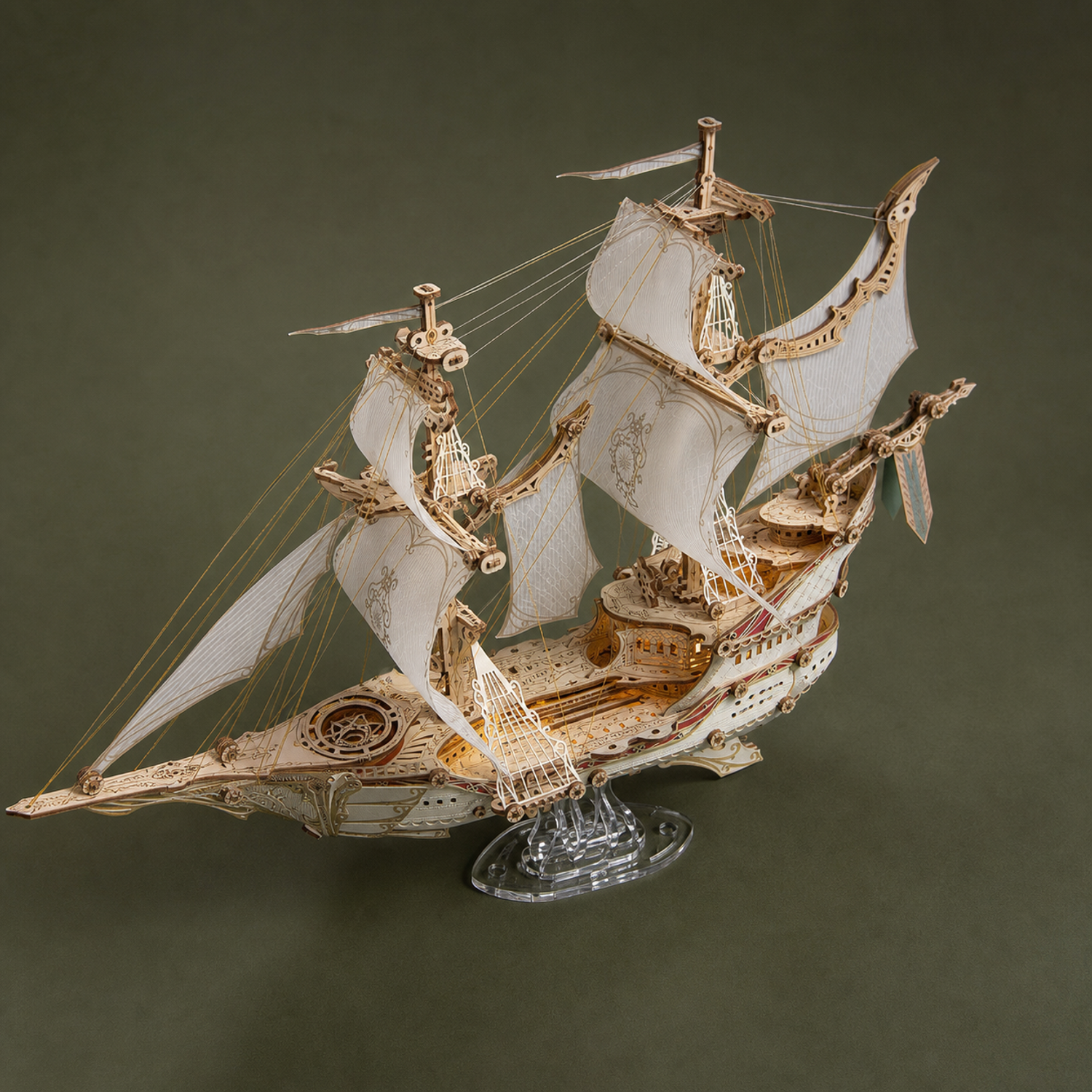 BysageCraft Sci-Fi Future Pirate Ship 3D Wooden Puzzle Kit 9