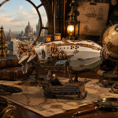 BysageCraft Steampunk Airships 3D Wooden Puzzle Kit 1