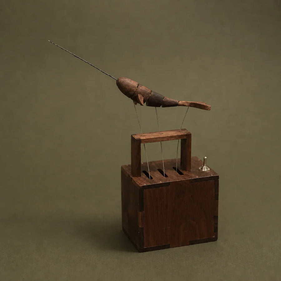 Swimming Narwhal Wooden Automata Mechanical Kinetic Tabletop Sculpture