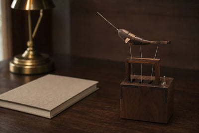 BysageCraft Swimming Narwhal Wooden Automata Mechanical Kinetic Tabletop Sculpture 12